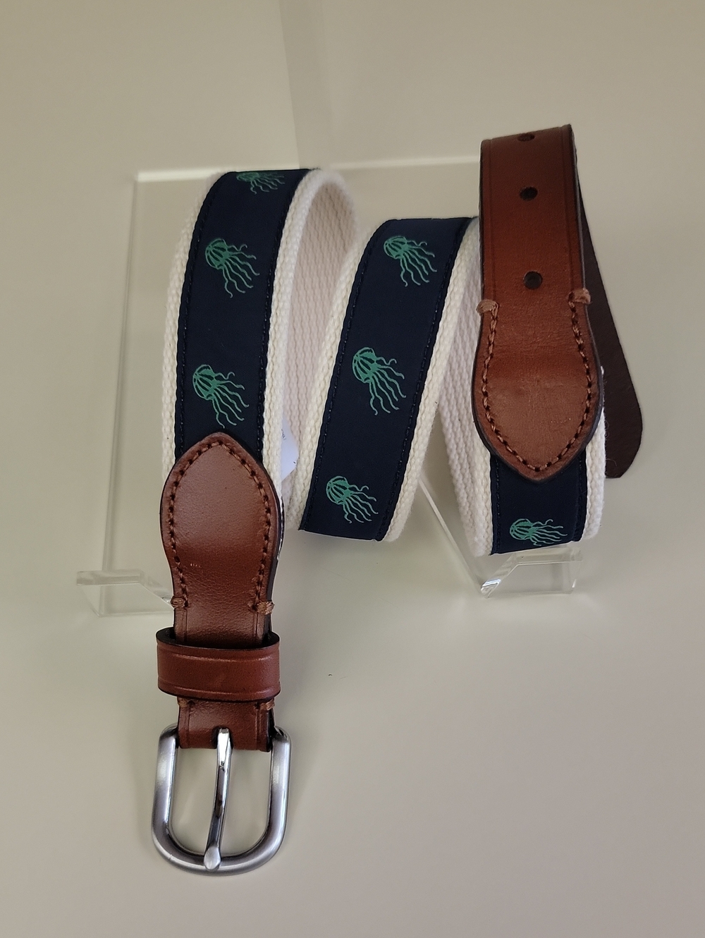 J. CREW CREWCUTS NAVY JELLYFISH RIBBON BOYS LARGE BELT